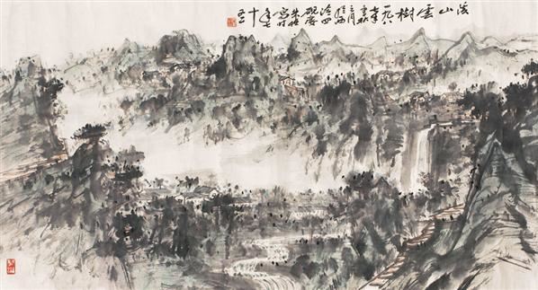 朱恒 溪山云树 立轴 设色纸本 - 140378 - 朱恒艺术专题 - 2006年秋季精品拍卖会 -收藏网