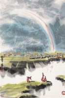 高原雨后 立轴 设色纸本 - 徐希 - 中国书画（一） - 2010年秋季艺术品拍卖会 -收藏网