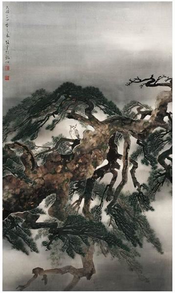 黎雄才(1910～2001) 蒼松夜鷹圖-黎雄才-中国书画近现代名家作品-2006