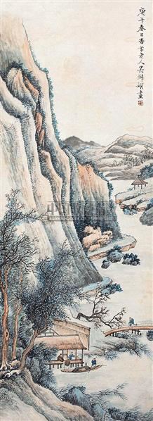山水人物 立轴 设色纸本 - 140116 - 中国书画 - 2006秋季书画艺术品拍卖会 -收藏网