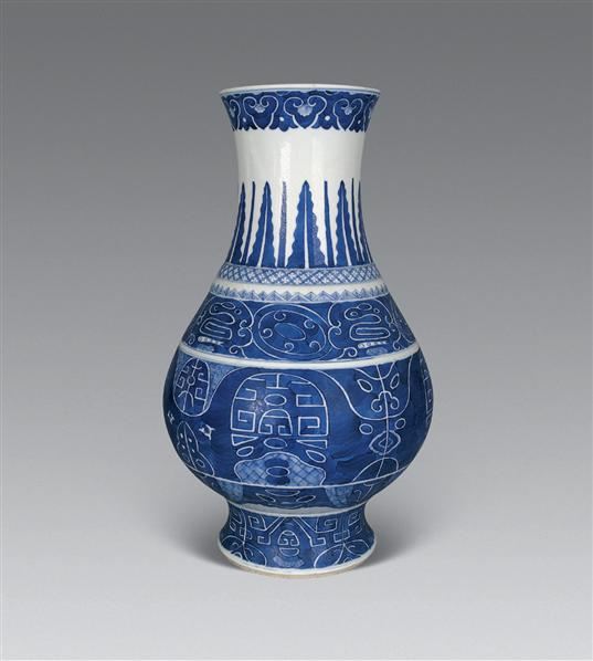 清光绪 青花兽面纹尊 -  - 瓷器工艺品(一) - 2006年第3期嘉德四季拍卖会 -收藏网