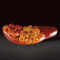 寿山巧色红芙蓉手把件 -  - 国石精粹专场 - 北京嘉缘四季艺术品拍卖会 -收藏网