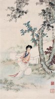 桐荫仕女 镜心 设色纸本 - 郑慕康 - 名家书画·油画专场 - 2006夏季书画艺术品拍卖会 -收藏网