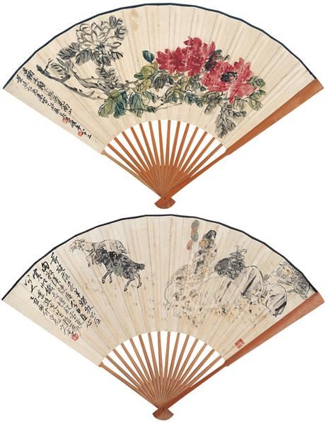 花卉 人物 成扇 设色纸本 -  - 扇画·古代书画专场 - 2006夏季书画艺术品拍卖会 -收藏网