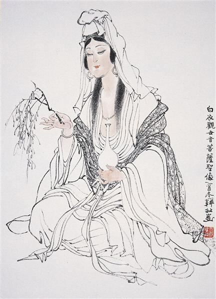 韩 敏 白衣大士 - 136839 - 中国书画  - 2010浦江中国书画节浙江中财书画拍卖会 -收藏网