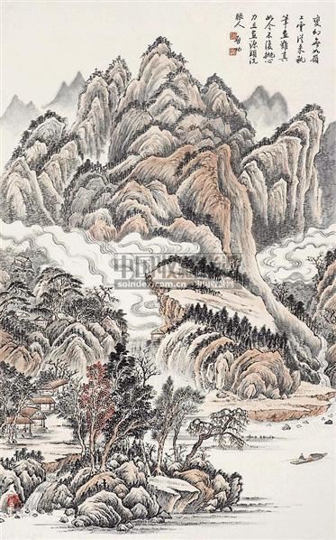 山水 立轴 设色纸本 - 127886 - 中国书画 - 2006秋季书画艺术品拍卖会 -收藏网
