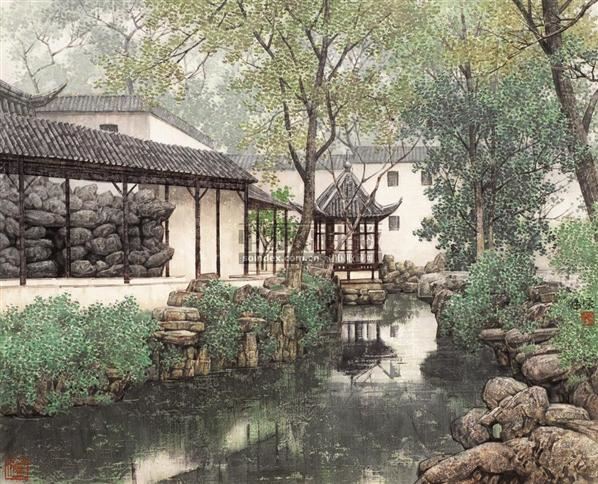园林 镜心 设色纸本 - 17370 - 中国书画（一） - 2006春季拍卖会 -收藏网