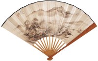 许昭 丙寅（1926年）作 渊明诗意图 成扇 设色笺本 - 许昭 - 中国近现代书画 - 2006艺术品拍卖会 -收藏网