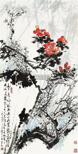双清 立轴 设色纸本 - 128053 - 中国书画（二） - 2010年秋季艺术品拍卖会 -收藏网