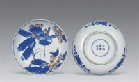 清宣统 青花加紫琵琶小鸟盘 （一对） -  - 瓷器工艺品(一) - 2006年第3期嘉德四季拍卖会 -收藏网