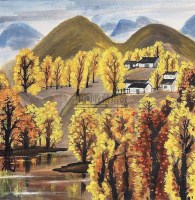 山村秋景 镜片 纸本 - 林风眠 - 中国书画（下） - 2010瑞秋艺术品拍卖会 -收藏网