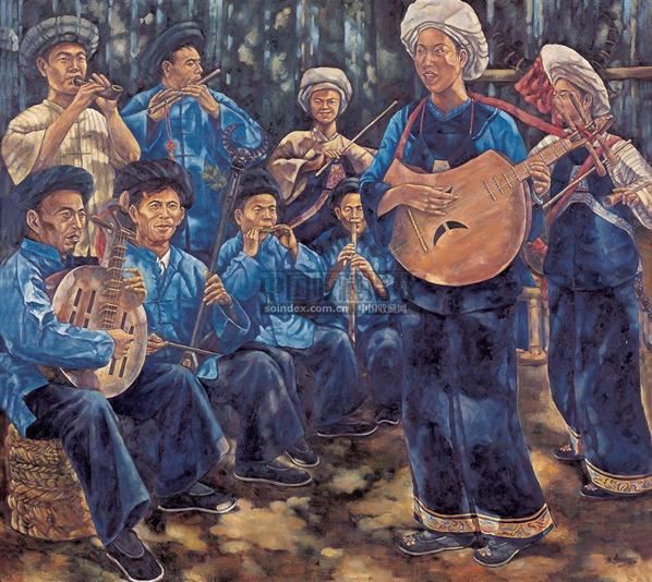 陈曦八音坐唱布面油画