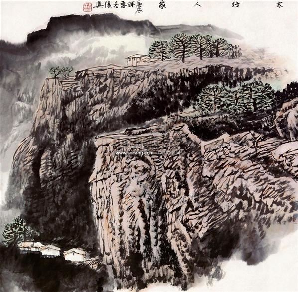 太行人家 镜框 设色纸本 张复兴 当代中国书画专场 首届中国书画拍卖会 收藏网