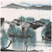太湖人家 镜心 设色纸本 - 杨明义 - 中国书画 - 2007年夏季拍卖会 -收藏网