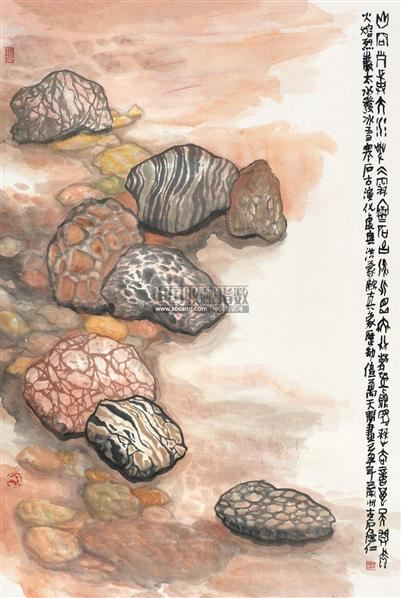 魂石图 镜心 设色纸本-杨德仁-首届"四方缘"当代书画精品专场-2010