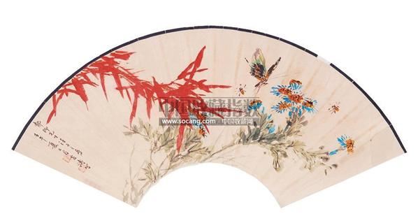 花蝶 扇面 设色纸本-王雪涛-中国书画 油画-2008首届艺术品拍卖会