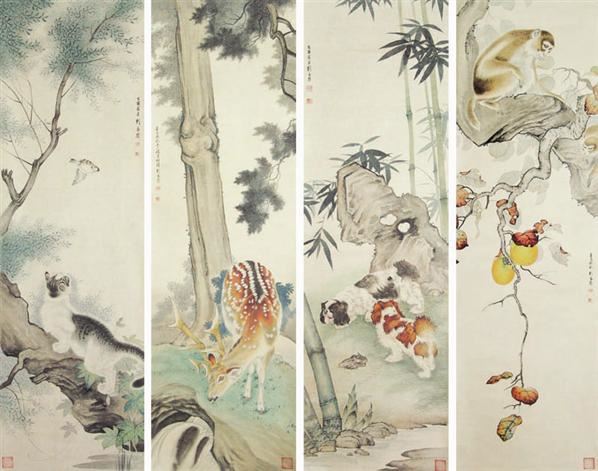 刘奎龄 刘奎龄 动物四条屏