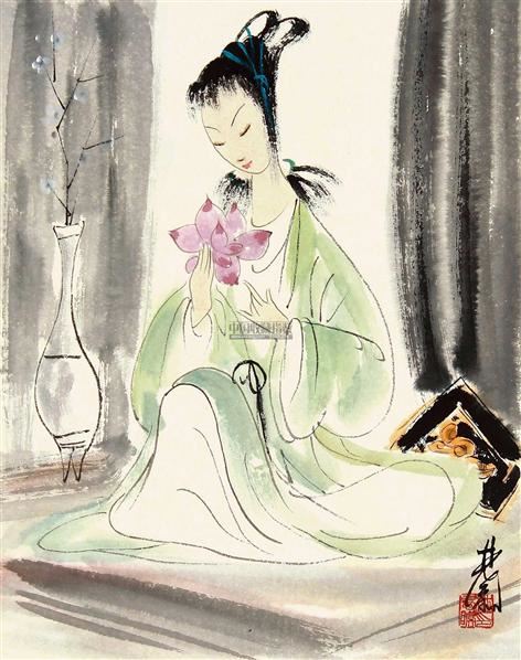 林风眠 仕女图 立轴 设色纸本
