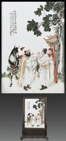 王大凡&#8195;《風塵三俠》 -  - "珠山八友"瓷板画真迹精品