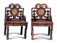 清 红木嵌黄杨木太师椅 （一对） -  - 明清古典家具 - 2007春拍瓷器雅玩家具拍卖 -收藏网