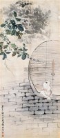 猫戏图 立轴 设色纸本 - 胡振 - 中国近现代书画 - 2007春季大型艺术品拍卖会 -收藏网