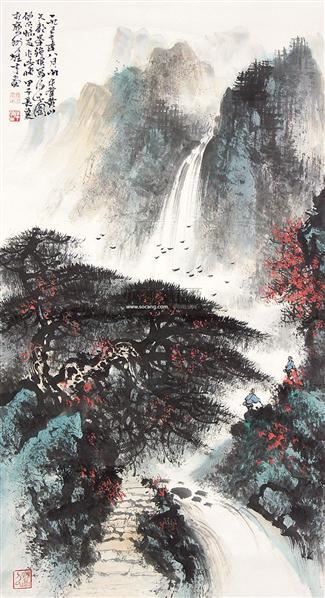 山水 立轴 设色纸本 - 4438 - 中国书画 - 2011春