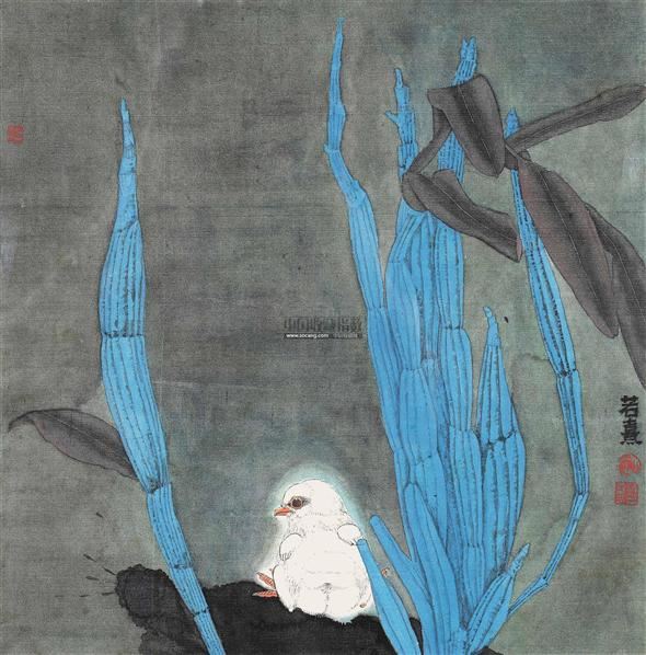 林若熹 雏趣 镜框 设色纸本