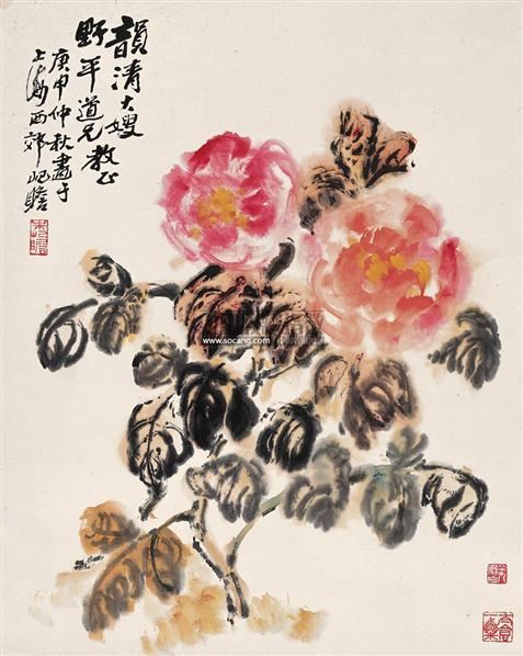 牡丹 立轴 设色纸本-朱屺瞻-中国书画(二-2006春季书画艺术品拍卖会