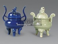 蓝釉 青釉三足香熏各一 -  - 中国书画 瓷器工艺品 - 2007迎新艺术品拍卖会 -收藏网