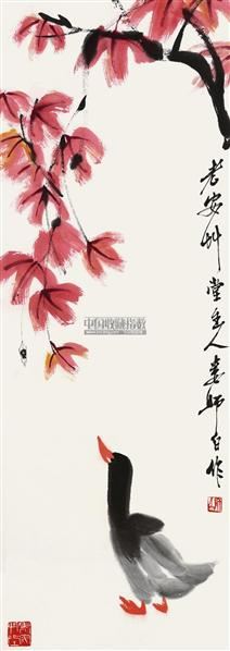 娄师白 丝丝红叶 镜心 设色纸本