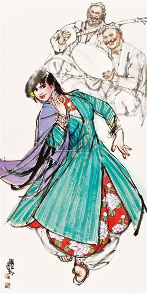 史国良 新疆舞 镜芯 纸本