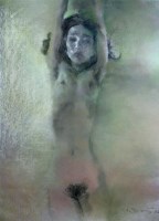 躺着的女孩 色粉画 - 140640 - 中国油画及版画专场 - 2007年秋季拍卖会 -收藏网