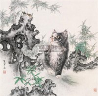 猫戏图 镜心 设色纸本 - 陈军 - 中国当代书画专场 - 2007夏季艺术品拍卖会 -收藏网