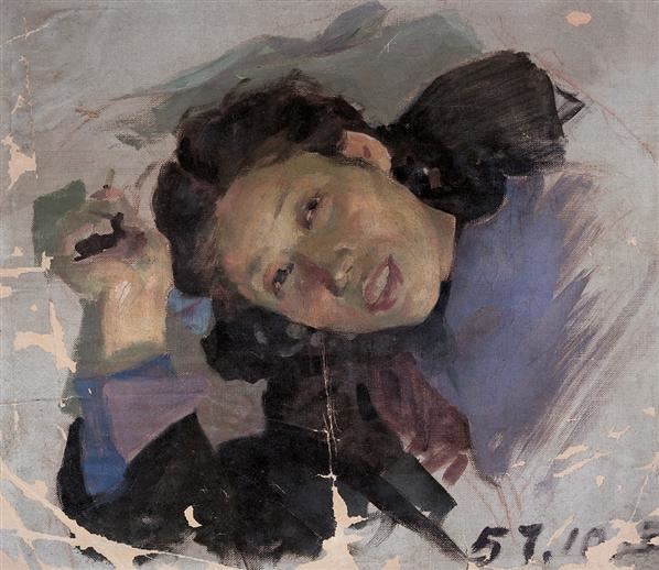 吴大羽 吴大羽 1957年作 女肖像习作 纸板 油画