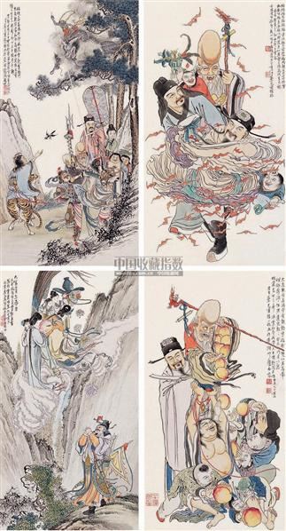 福禄寿喜财 四屏 设色纸本 - - 中国书画(一) - 2006首届春季中国书画