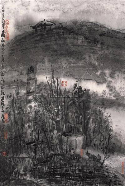 迷雾寺林 镜心 水墨纸本-曾宓-中国当代优秀画家绘画