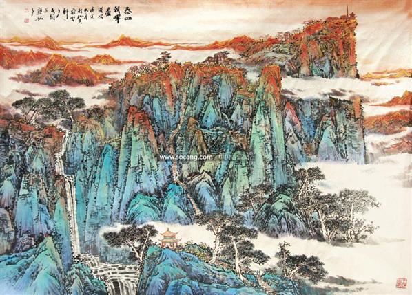 泰山朝晖 镜心 设色纸本-王立国-风雅颂·中国书画-首届当代艺术品