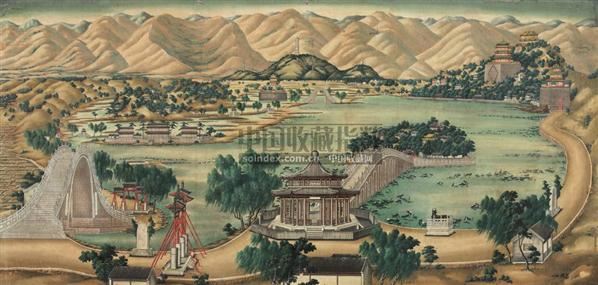颐和园 镜片 设色绢本 -  - 宫廷艺术 - 2010秋季艺术品拍卖会 -收藏