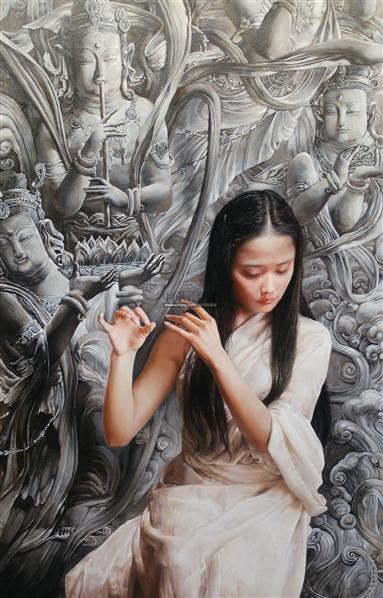 梵音布面油画