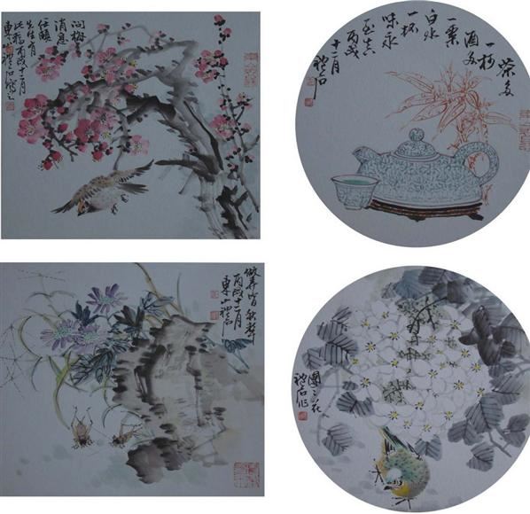 姜礼石 花卉册页四开 - - 中国书画 - 2008春季艺术品 -中国收藏网