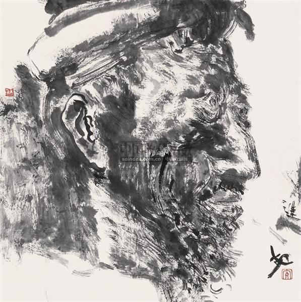刘进安头像之11镜心纸本
