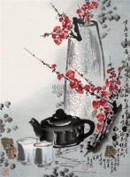 红梅 立轴 设色纸本 - 米景扬 - 中国书画 - 艺术品拍卖会(第60期) -收藏网
