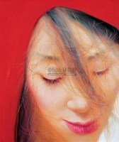 红披女 布面 油画 - 118190 - 油画、雕塑、版画暨广东油画、水彩 - 2006冬季拍卖会 -收藏网
