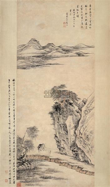 张洽 山水画《仿石田翁山水》 立轴 纸本