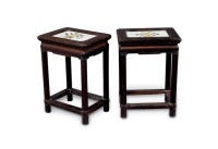 清 柞榛瓷面凳 （一对） -  - 明清古典家具 - 2007春拍瓷器雅玩家具拍卖 -收藏网