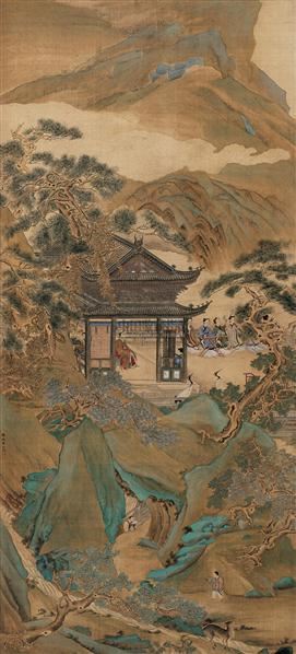 松亭赏乐图 镜心 设色绢本 3973 中国古代书画 2007秋季拍卖会