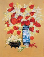 百花园系列 爱心 布面 油画 - 李亚新 - 油画、雕塑、版画暨广东油画、水彩 - 2006冬季拍卖会 -收藏网