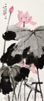 红荷 镜心 设色纸本 - 周公理 - 中国近现代书画 - 2012秋季艺术品拍卖会 -收藏网