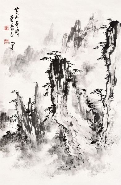 黄山奇峰 镜框 纸本 - 116631 - 董寿平书画专场 - 2012年艺术品拍卖