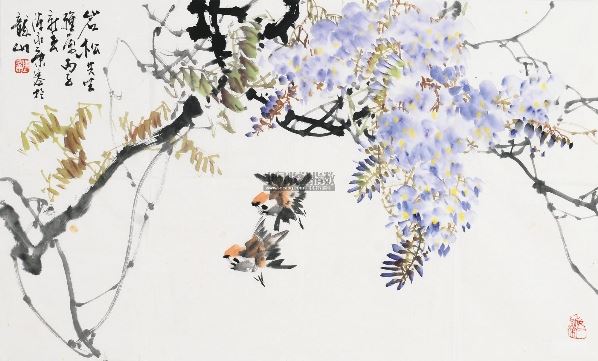 陈永康 花鸟 镜片 设色纸本